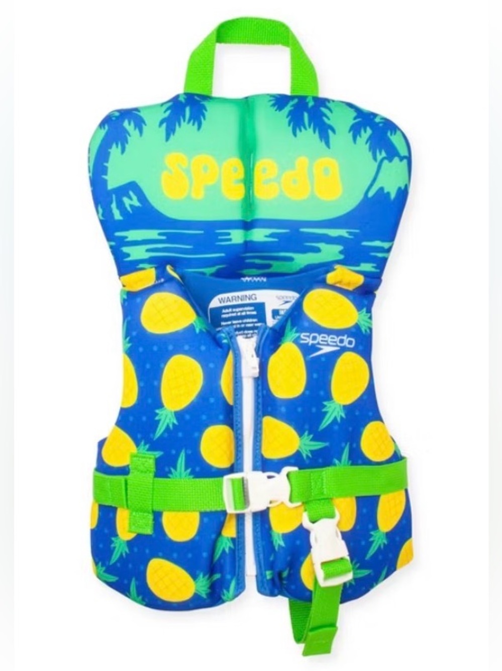 NWT Speedo Infant Under 30 lbs Pineapple Life Jacket Vest - Blue